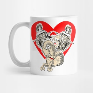 Medieval princess with dragon and heart Mug